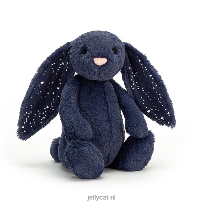 Jellycat verlegen sterrenstof konijntje marineblauw NJJ68555 speelgoed-