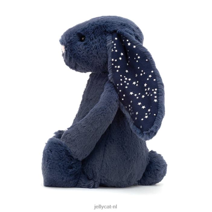 Jellycat verlegen sterrenstof konijntje marineblauw NJJ68555 speelgoed-