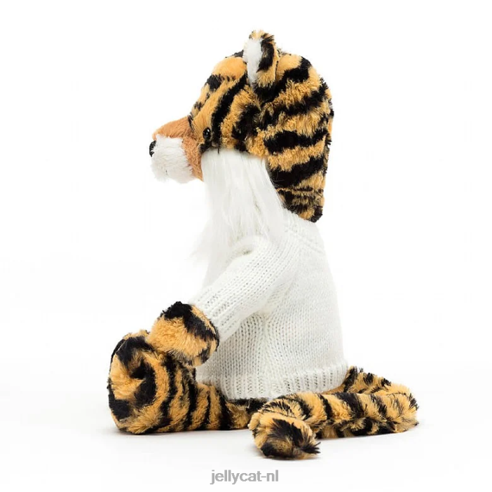 Jellycat verlegen tijger met gepersonaliseerde crèmekleurige trui NJJ68327 speelgoed-