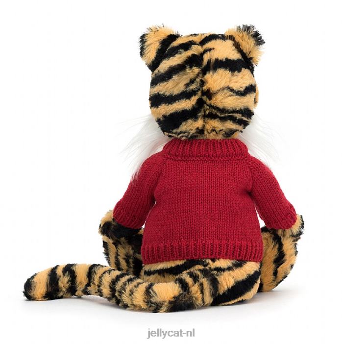Jellycat verlegen tijger met gepersonaliseerde rode trui in meerdere kleuren NJJ68313 speelgoed-