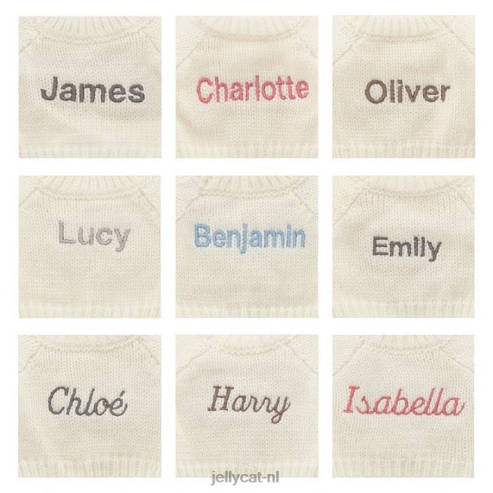 Jellycat verlegen toffee puppy met gepersonaliseerde crème trui beige NJJ68135 speelgoed-