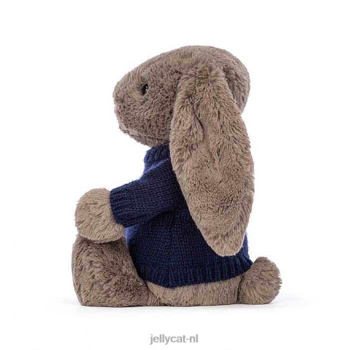 Jellycat verlegen truffelkonijntje met gepersonaliseerde marineblauwe trui bruin NJJ68373 speelgoed-