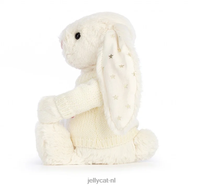 Jellycat verlegen twinkelkonijntje met gepersonaliseerde trui crème NJJ68188 speelgoed-
