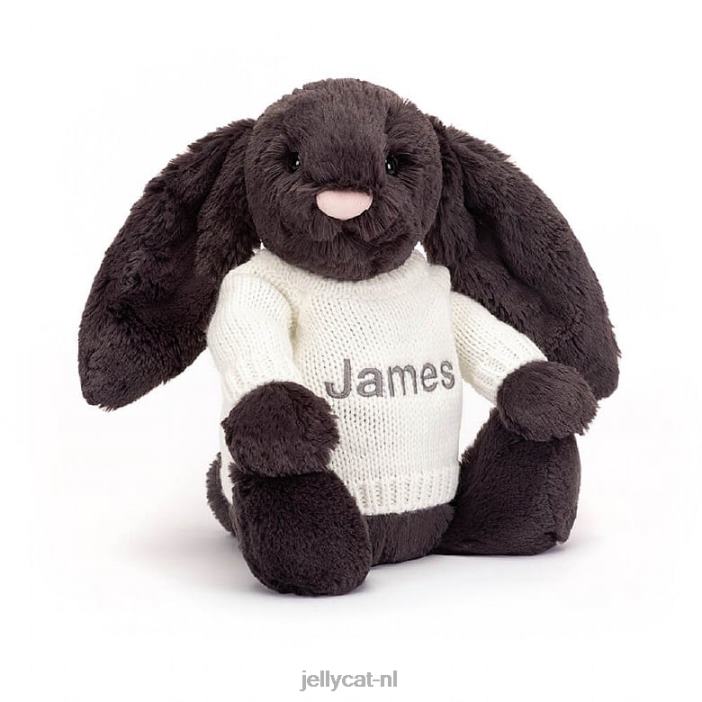 Jellycat verlegen y konijntje met gepersonaliseerde crèmekleurige trui-inkt NJJ68517 speelgoed-
