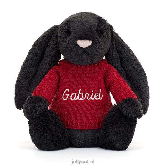 Jellycat verlegen y konijntje met gepersonaliseerde rode trui-inkt NJJ68519 speelgoed-
