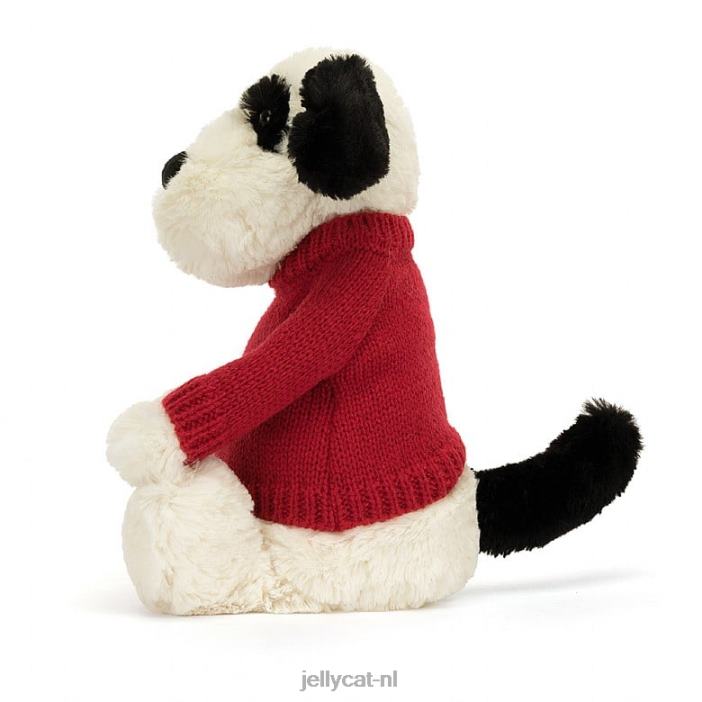 Jellycat verlegen zwart-crème puppy zwart en wit NJJ68171 speelgoed-
