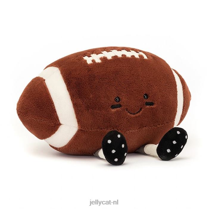 Jellycat vermakelijke sport Amerikaans voetbal bruin en wit NJJ68108 speelgoed-