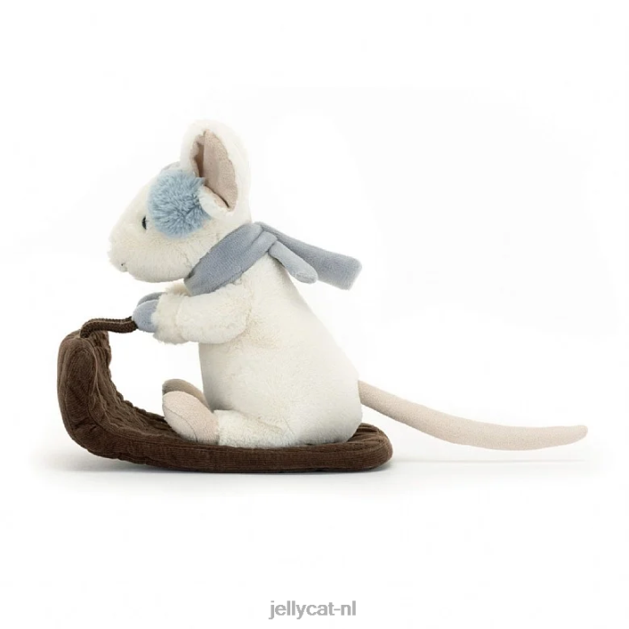 Jellycat vrolijke muis sleeën crème NJJ68186 speelgoed-