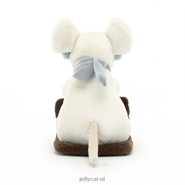Jellycat vrolijke muis sleeën crème NJJ68186 speelgoed-