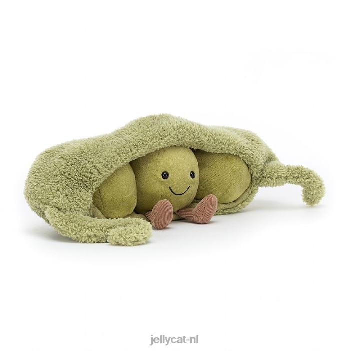 Jellycat vermakelijke erwt in een groene peul NJJ68590 speelgoed-