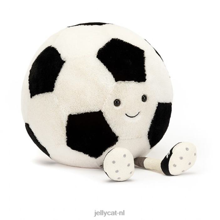 Jellycat amusante sportvoetbal zwart en crème NJJ6897 speelgoed-