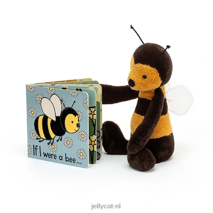 Jellycat als ik een bijenboek en een verlegen bijenveelkleurig was NJJ68795 boek