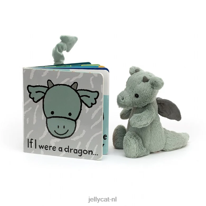 Jellycat als ik een drakenboek was en een verlegen drakengroen NJJ68808 boek