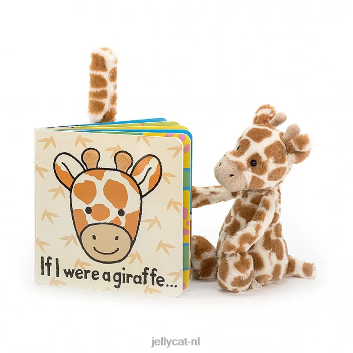 Jellycat als ik een giraffenboek was en een verlegen giraffenoranje NJJ68733 boek