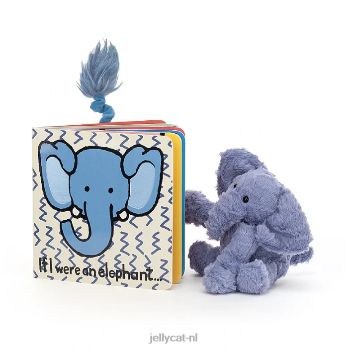 Jellycat als ik een olifantenboek was en fuddlewuddle olifant blauw NJJ68745 boek