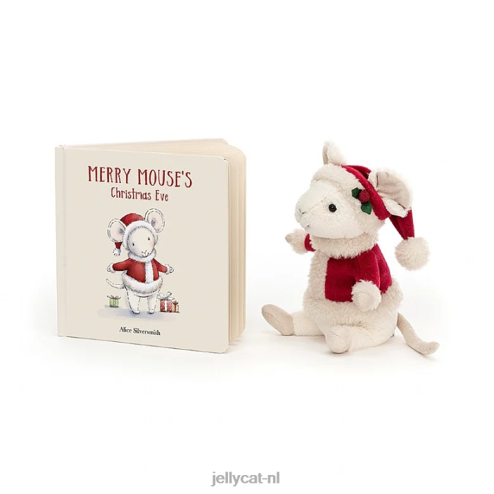 Jellycat Merry Mouse-boek en Merry Mouse-crème NJJ68278 boek