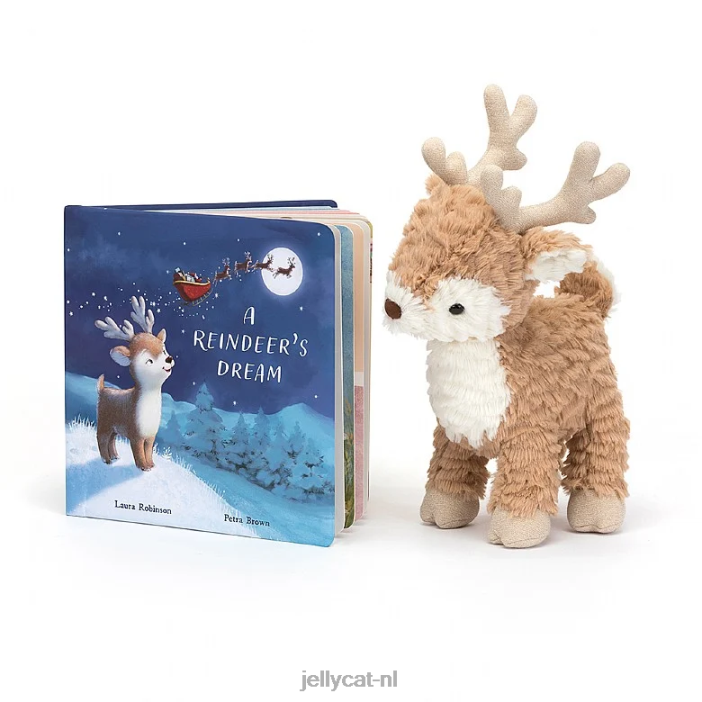 Jellycat Mitzi rendieren droomboek en Mitzi rendieren bruin en wit NJJ68548 boek