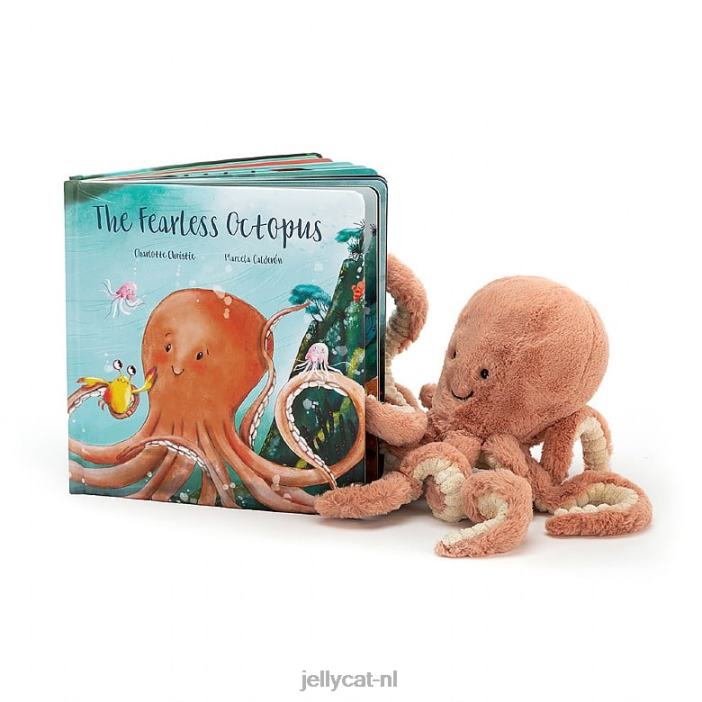 Jellycat het onverschrokken octopusboek en Odell Octopus Abrikoos NJJ68810 boek