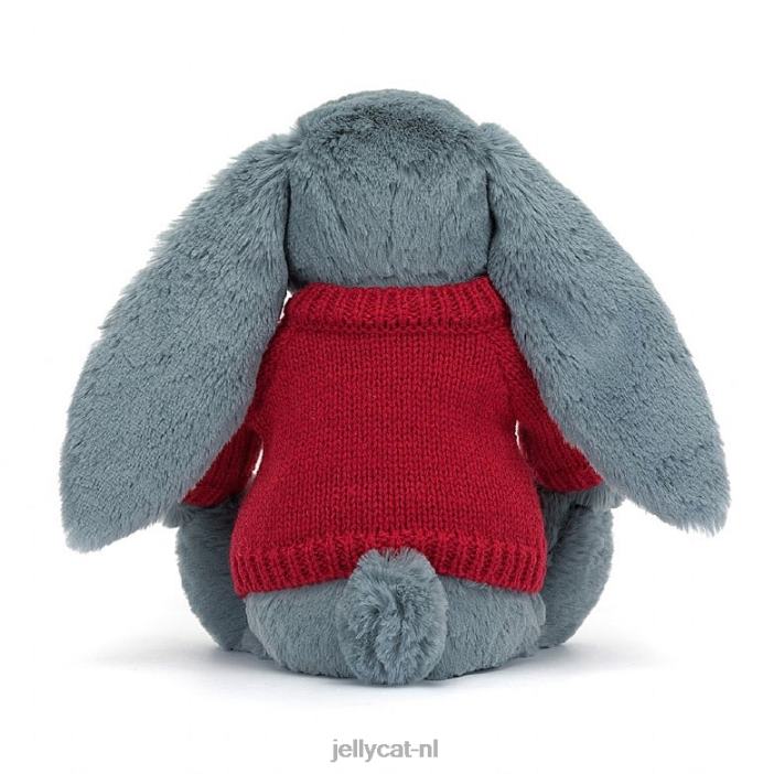 Jellycat bloesem schemerig konijntje met gepersonaliseerde rode trui blauw NJJ68474 speelgoed-