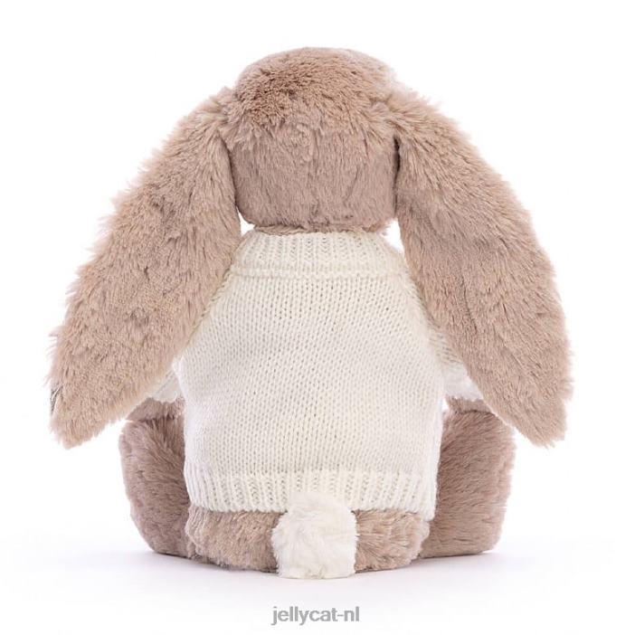Jellycat bloesembea konijntje met gepersonaliseerde crèmekleurige trui beige NJJ68160 speelgoed-