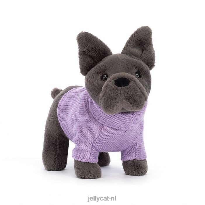 Jellycat trui franse bulldog paarse inkt NJJ68540 speelgoed-