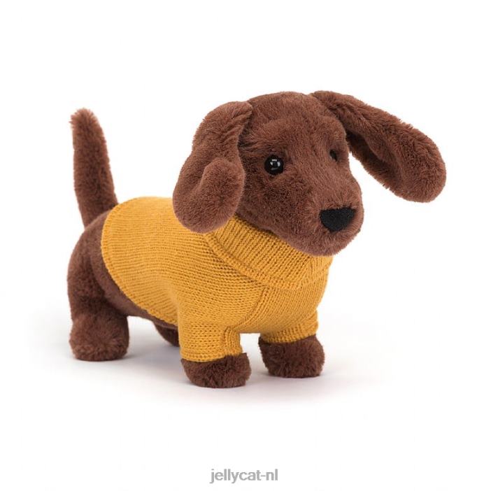 Jellycat trui worsthond geel bruin NJJ68210 speelgoed-