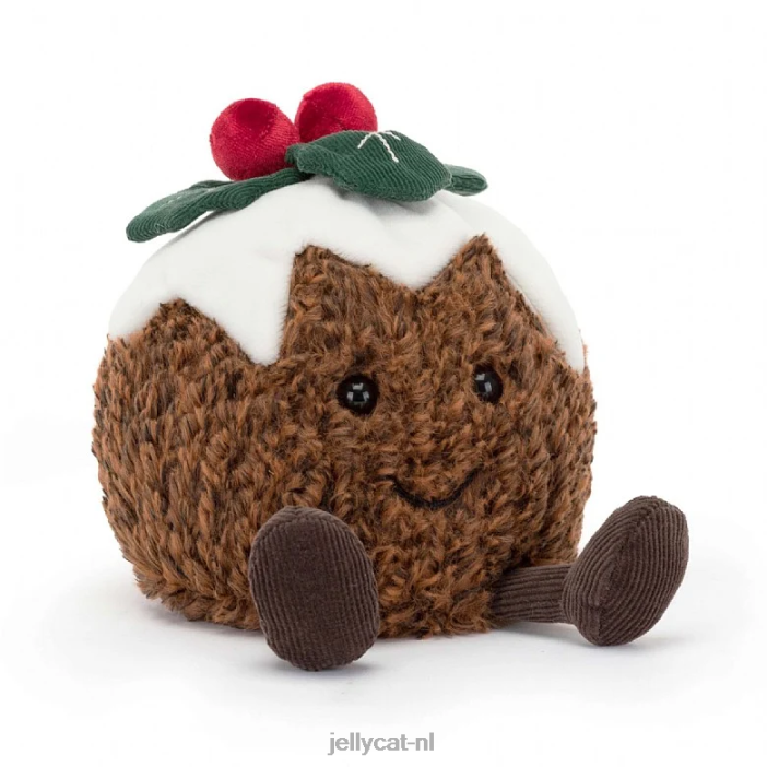 Jellycat amusante kerstpudding bruin NJJ6874 speelgoed-