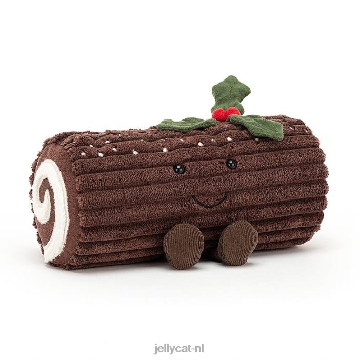 Jellycat amusante yule log bruin NJJ6838 speelgoed-