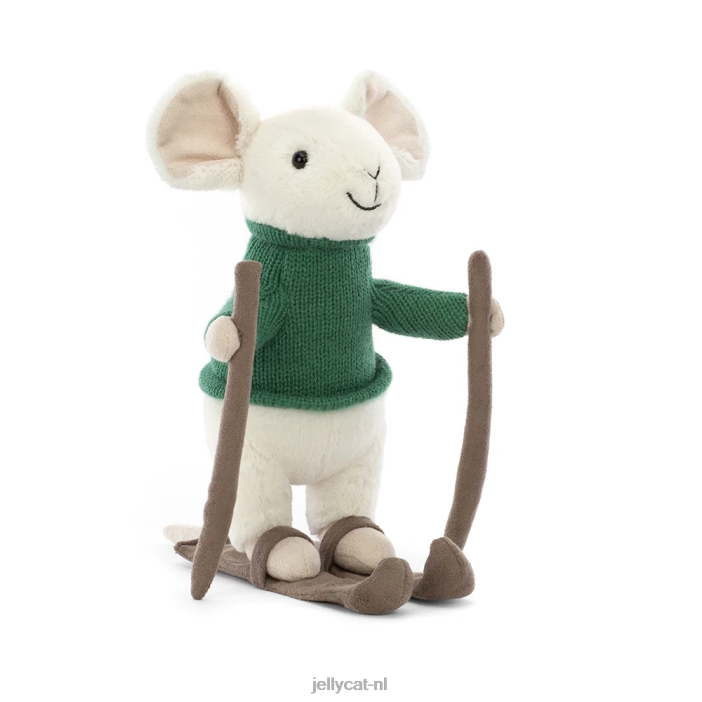 Jellycat vrolijke muis skiën groen NJJ68233 speelgoed-