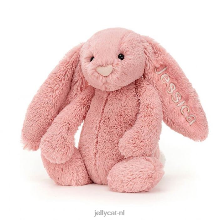 Jellycat gepersonaliseerd verlegen bloemblaadje konijntje medium sorbetroze NJJ68130 speelgoed-