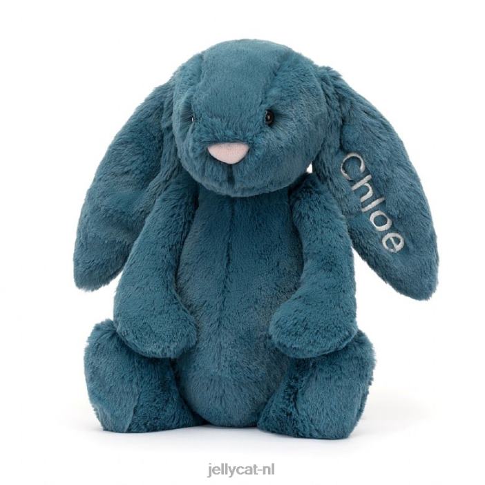 Jellycat gepersonaliseerd verlegen mineraalblauw konijntje medium kobaltblauw NJJ68346 speelgoed-