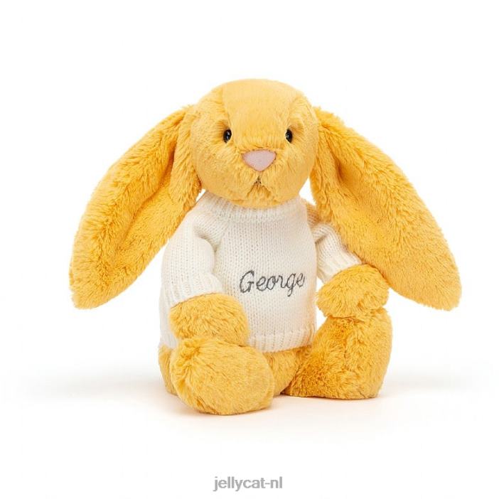 Jellycat verlegen konijntje met gepersonaliseerde crèmekleurige trui zonneschijn NJJ68483 speelgoed-