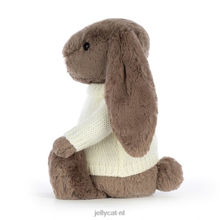 Jellycat verlegen truffelkonijntje met gepersonaliseerde crèmekleurige trui bruin NJJ68281 speelgoed-