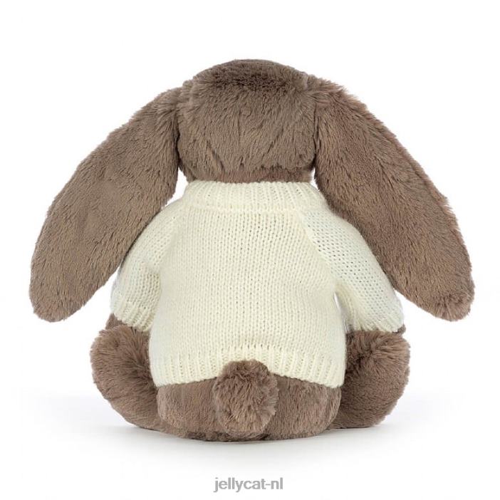 Jellycat verlegen truffelkonijntje met gepersonaliseerde crèmekleurige trui bruin NJJ68281 speelgoed-