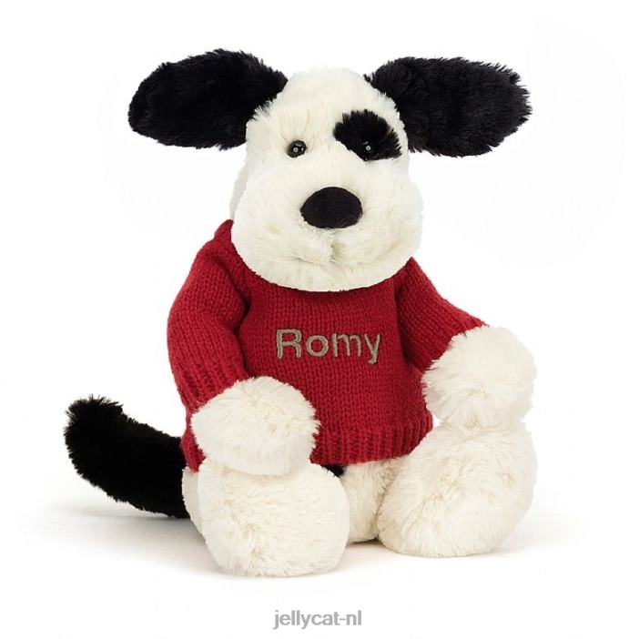Jellycat verlegen zwart-crème puppy zwart en wit NJJ68171 speelgoed-