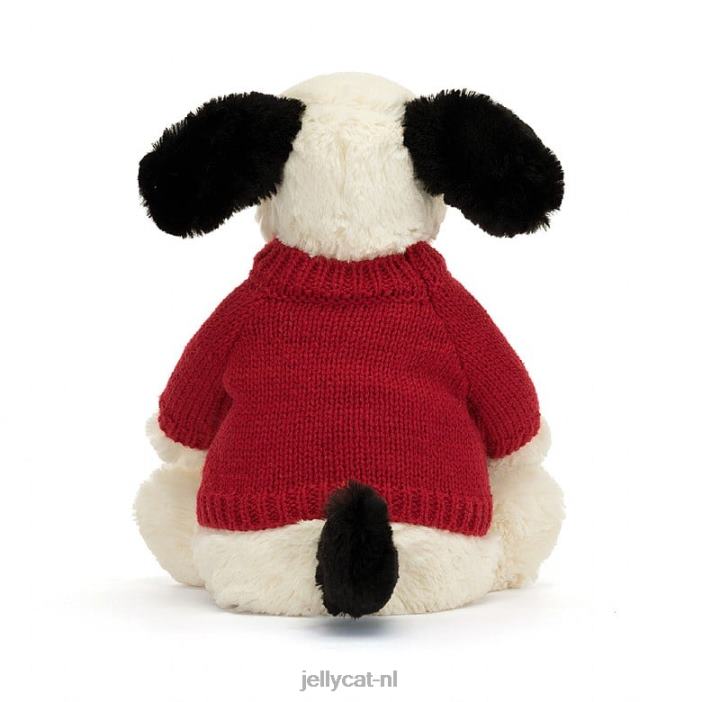 Jellycat verlegen zwart-crème puppy zwart en wit NJJ68171 speelgoed-